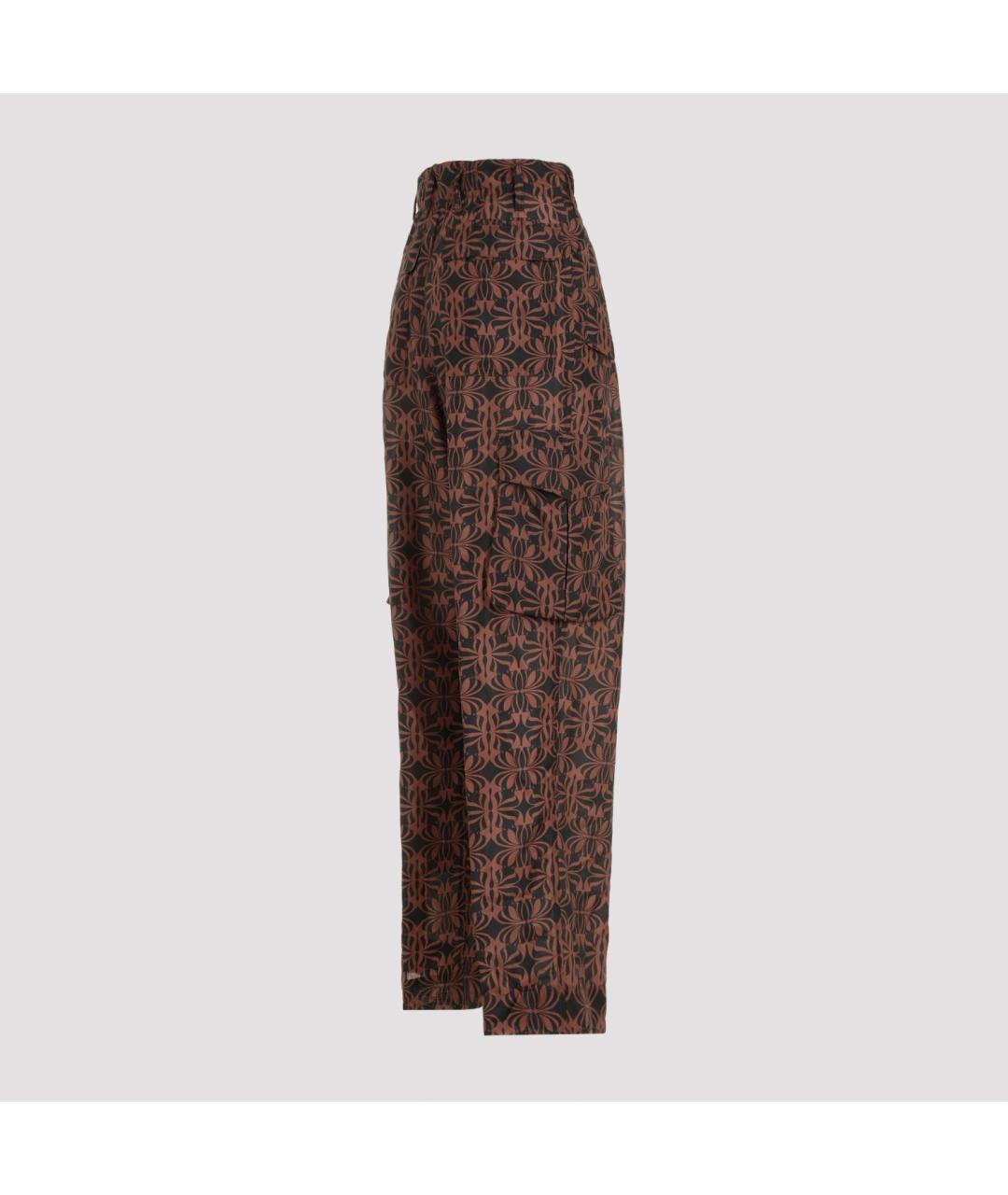 DRIES VAN NOTEN Коричневые шелковые прямые брюки, фото 3