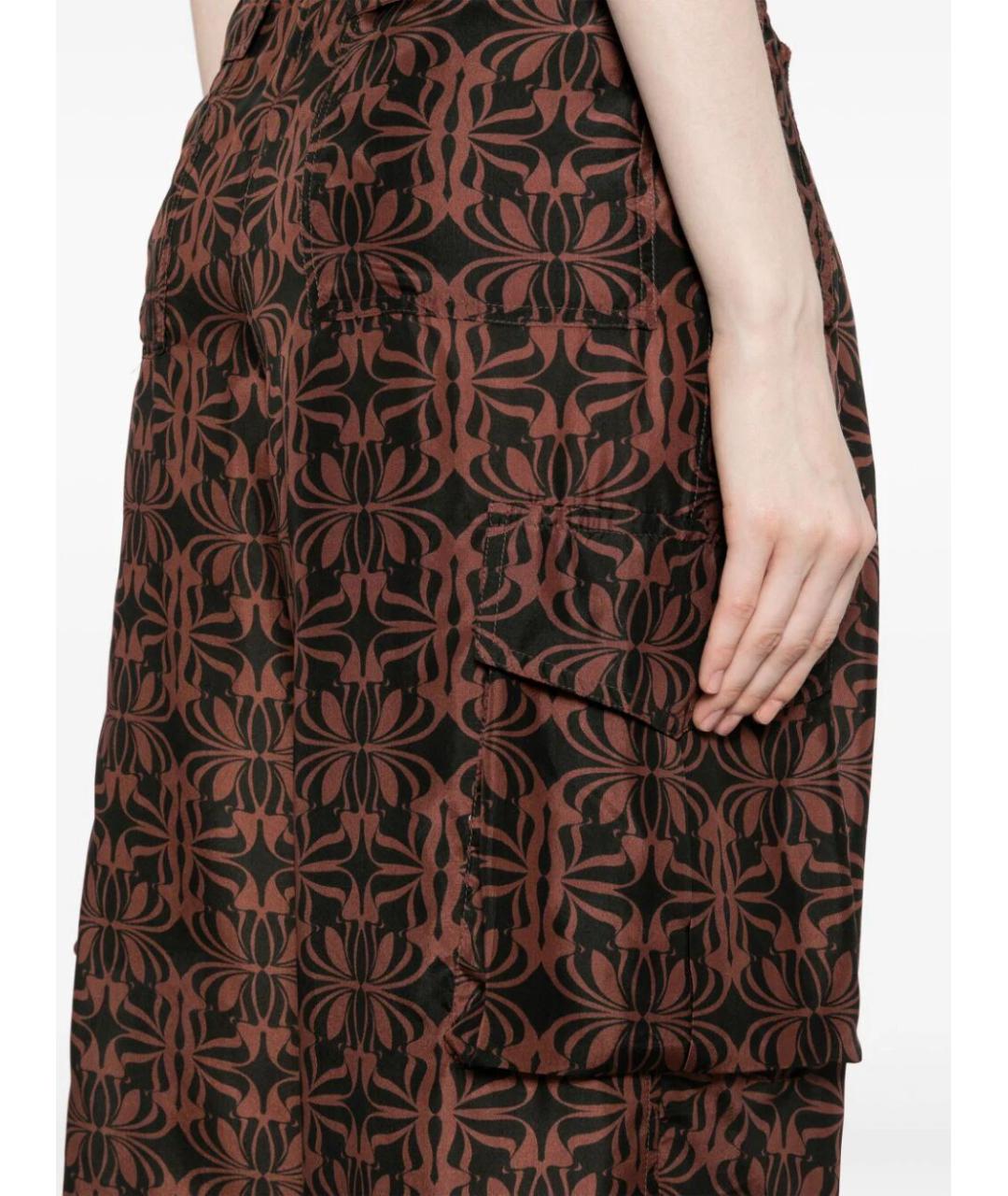 DRIES VAN NOTEN Коричневые шелковые прямые брюки, фото 5