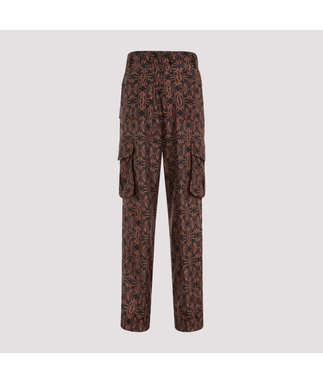 DRIES VAN NOTEN Коричневые шелковые прямые брюки, фото 2