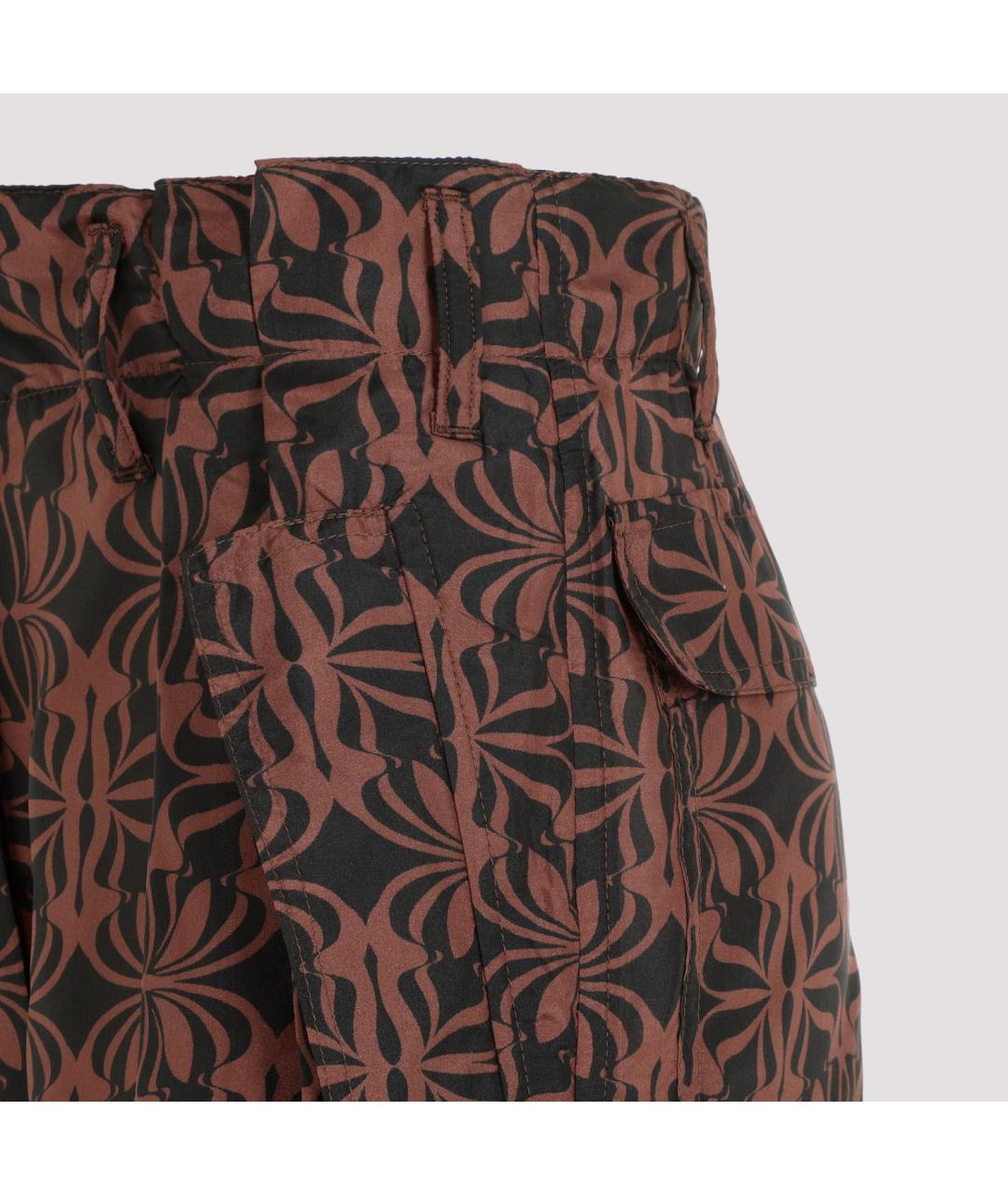 DRIES VAN NOTEN Коричневые шелковые прямые брюки, фото 4