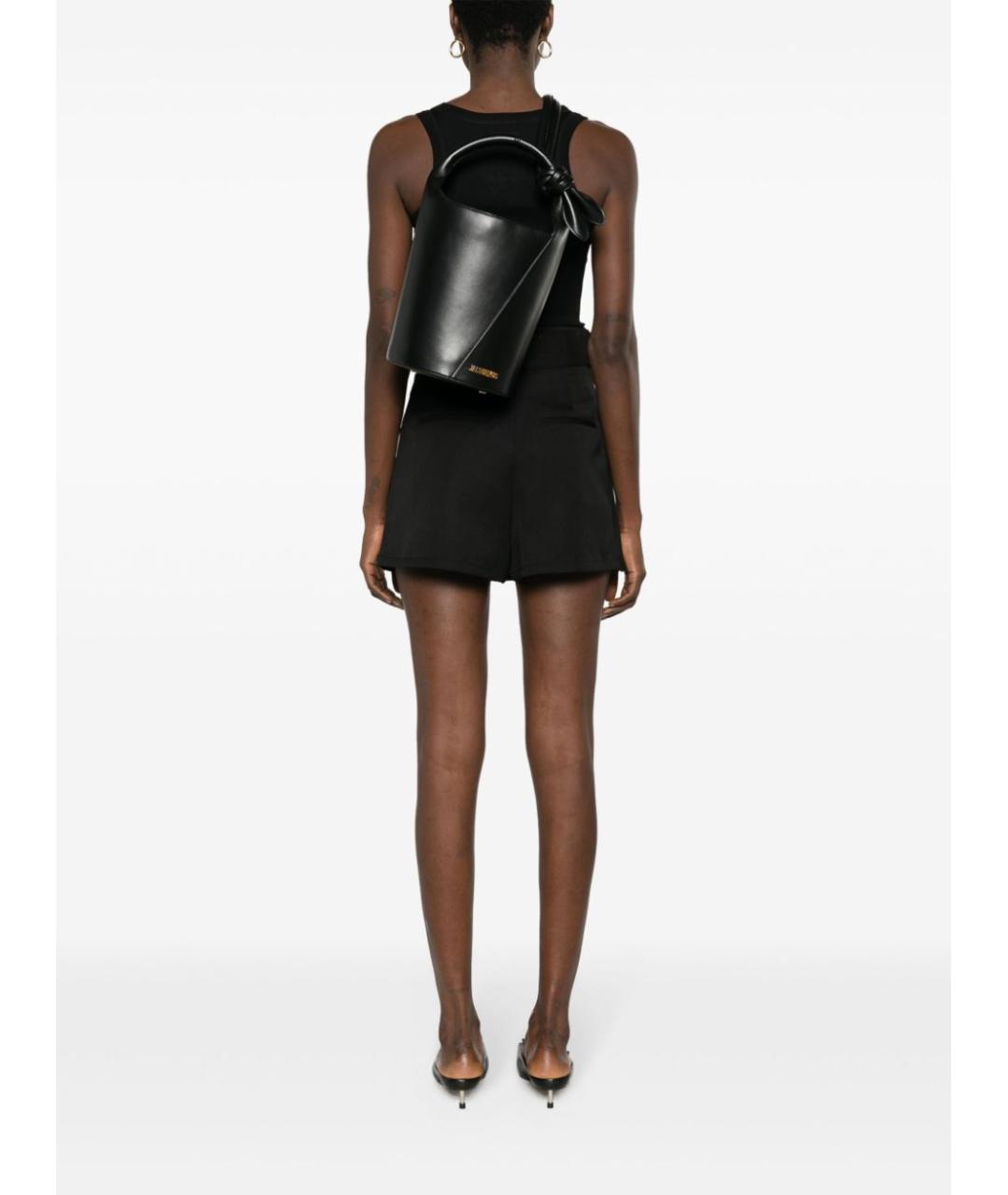 JACQUEMUS Черная кожаная сумка через плечо, фото 2