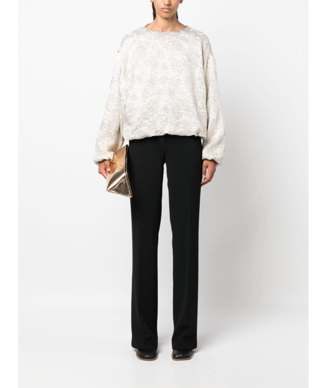DRIES VAN NOTEN Черные полиэстеровые прямые брюки, фото 5
