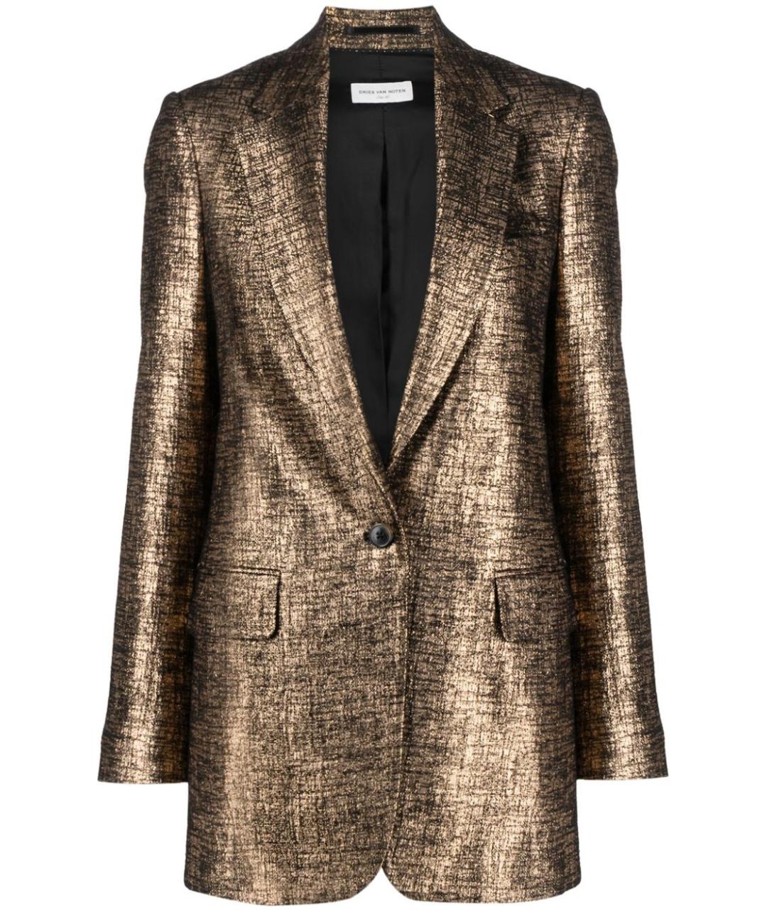 DRIES VAN NOTEN Золотой ацетатный жакет/пиджак, фото 1