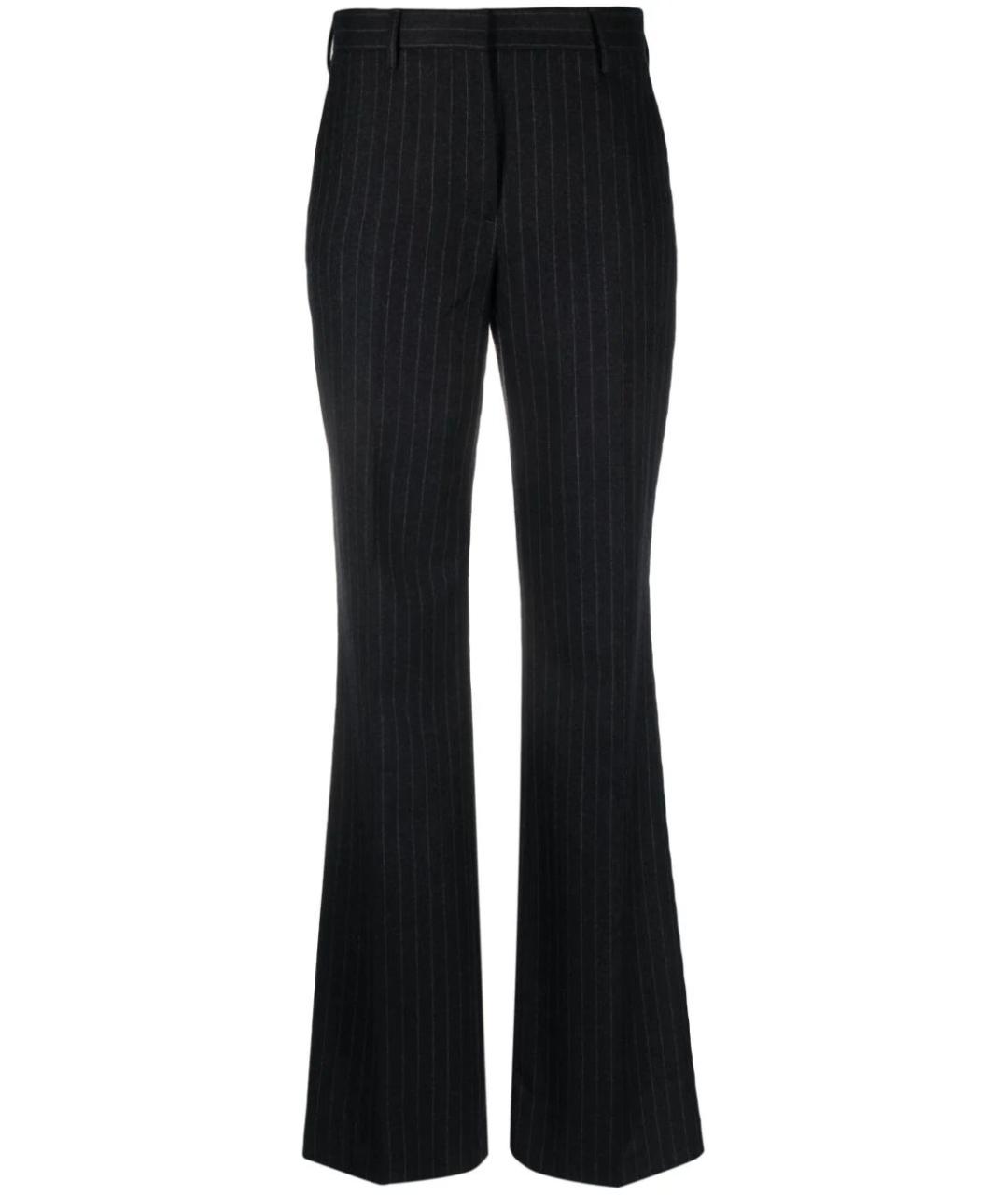 DRIES VAN NOTEN Антрацитовые шерстяные прямые брюки, фото 1