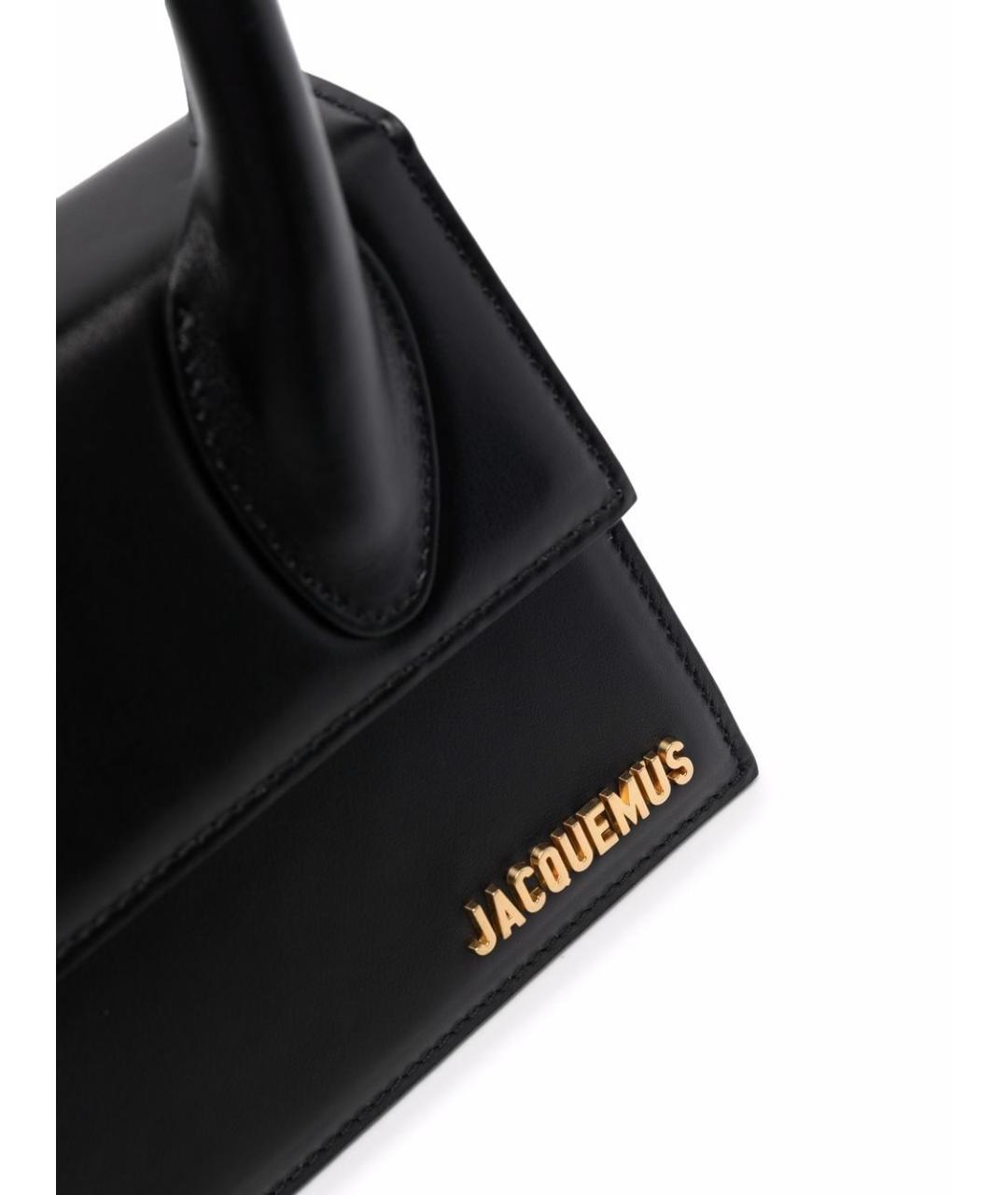 JACQUEMUS Черная кожаная сумка с короткими ручками, фото 4