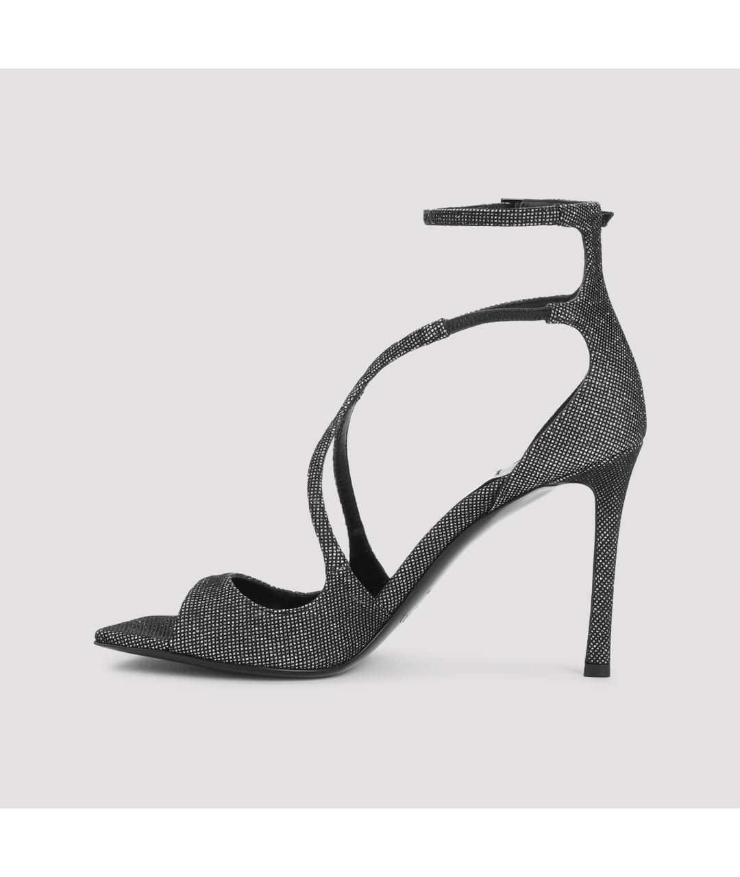 JIMMY CHOO Антрацитовые кожаные босоножки, фото 3
