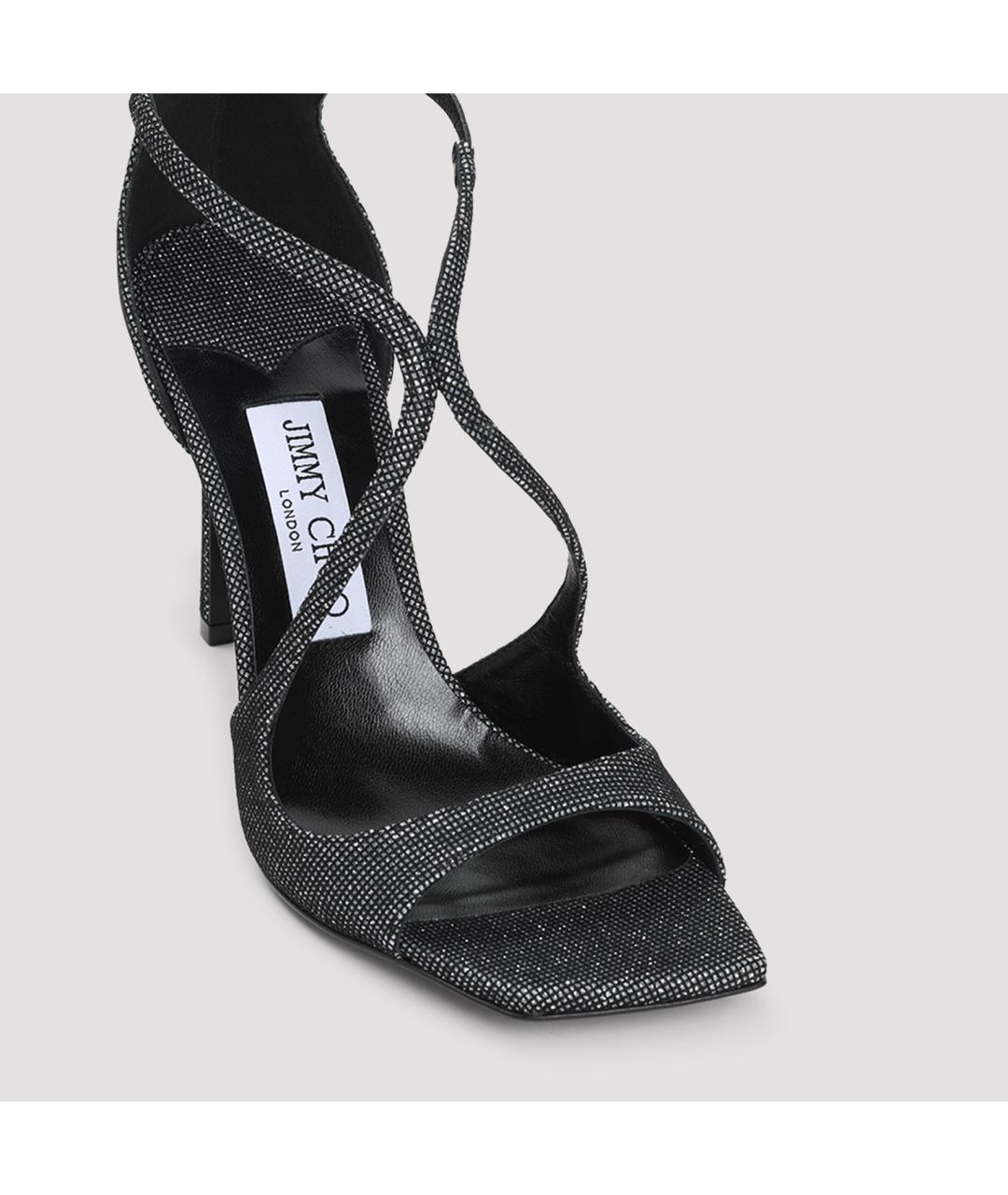 JIMMY CHOO Антрацитовые кожаные босоножки, фото 5