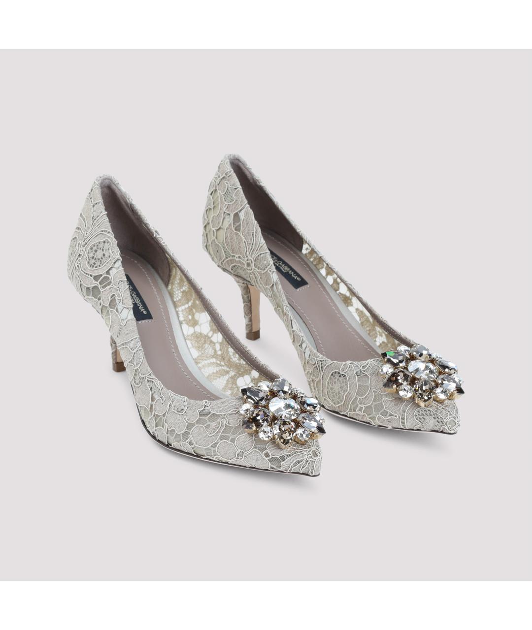 DOLCE&GABBANA Серые текстильные туфли, фото 4