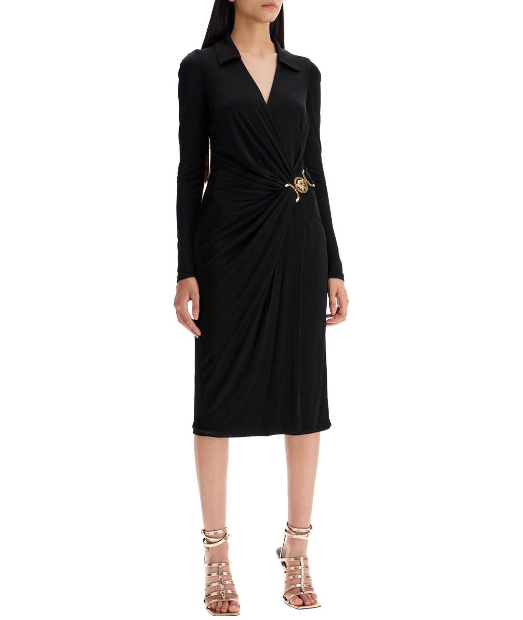 VERSACE Черное вискозное повседневное платье, фото 2