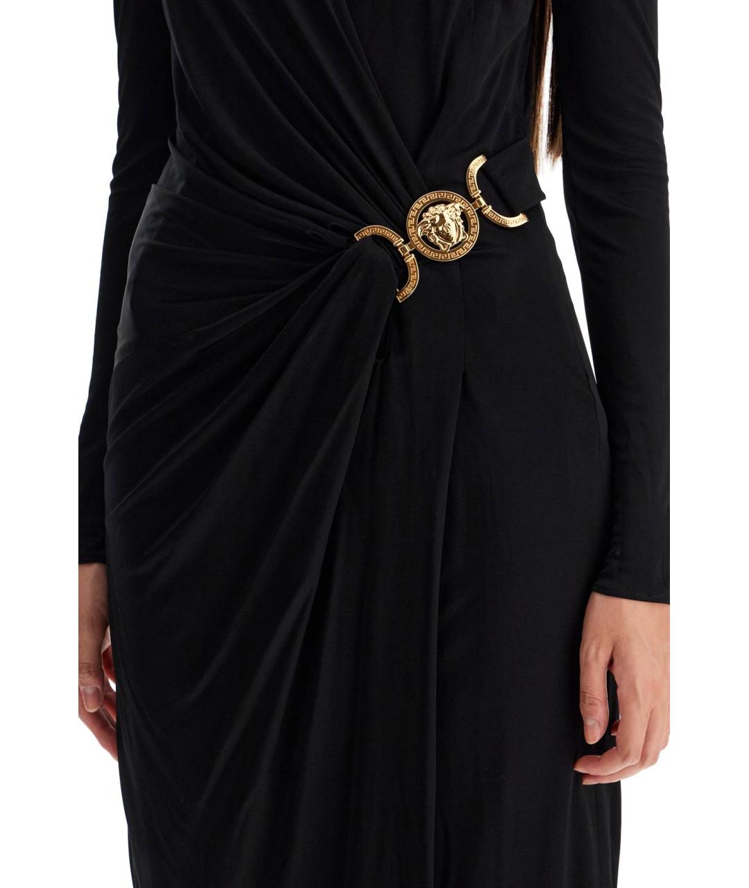 VERSACE Черное вискозное повседневное платье, фото 4