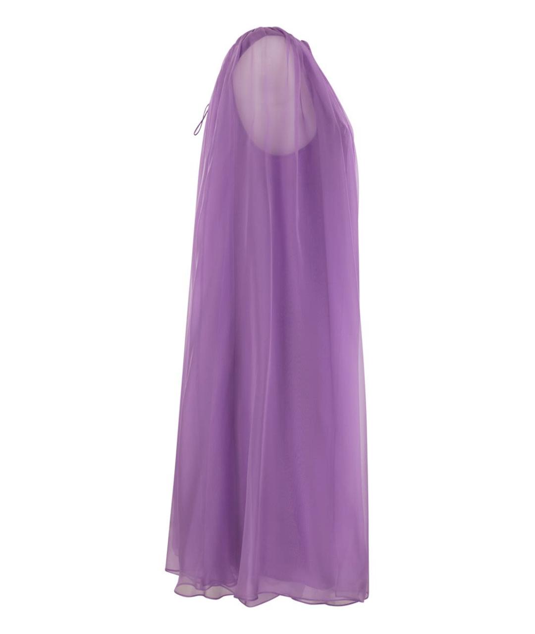 MAX MARA Фиолетовое шелковое повседневное платье, фото 3