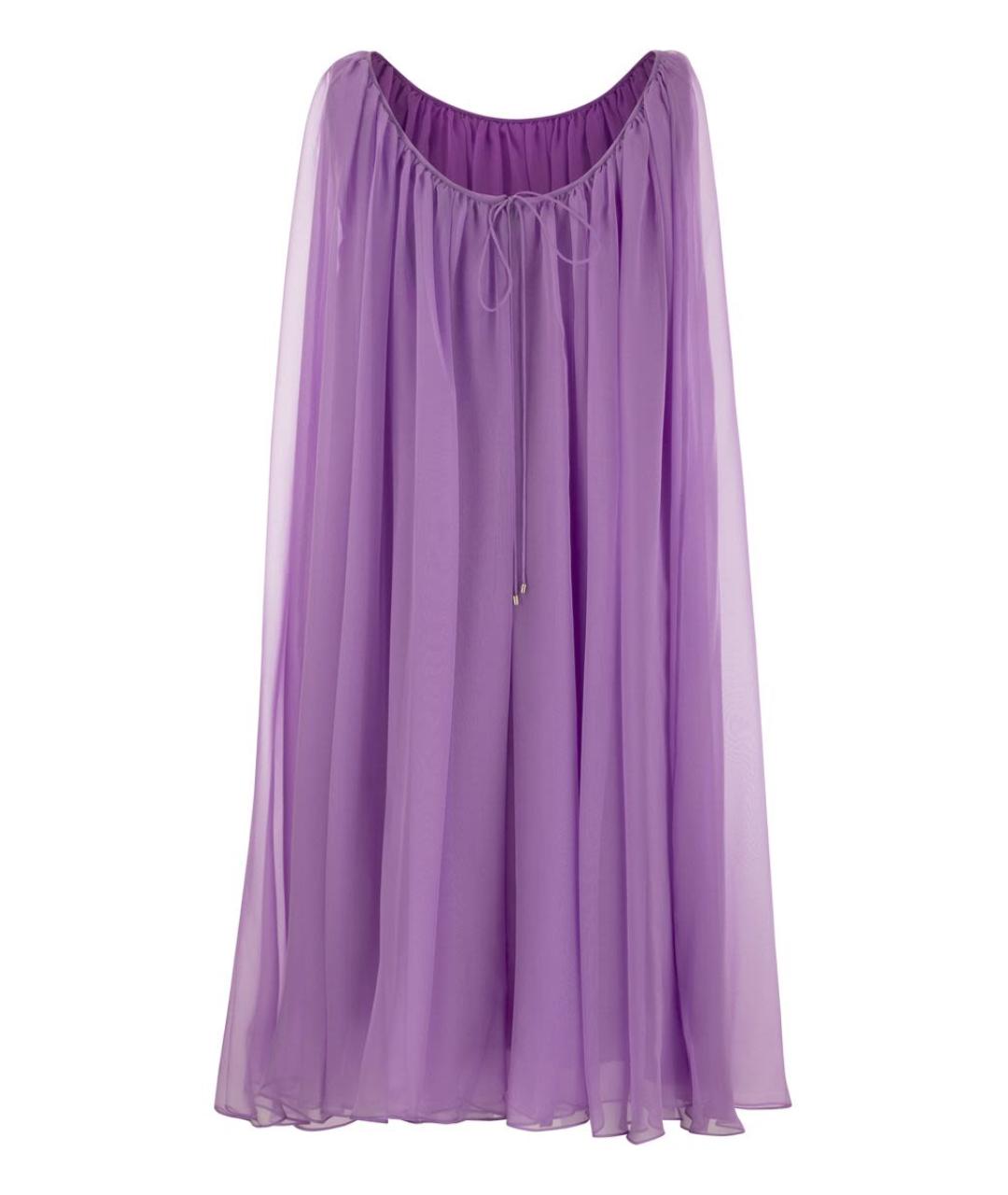 MAX MARA Фиолетовое шелковое повседневное платье, фото 2