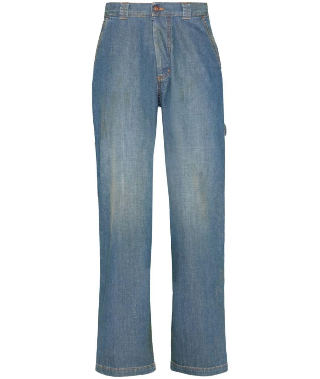 MAISON MARGIELA Синие хлопковые прямые джинсы, фото 1