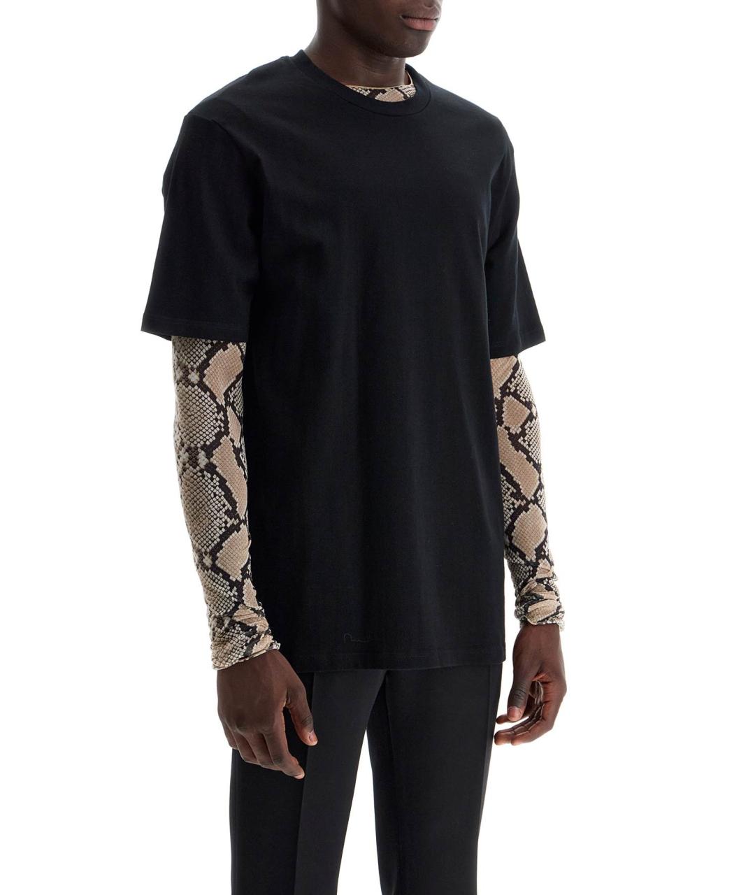 JIL SANDER Черная хлопковая футболка, фото 2