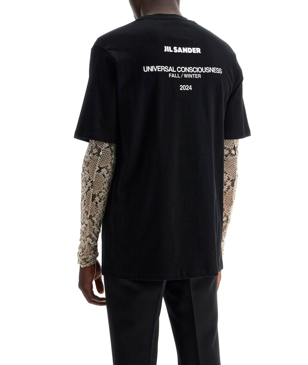 JIL SANDER Черная хлопковая футболка, фото 3