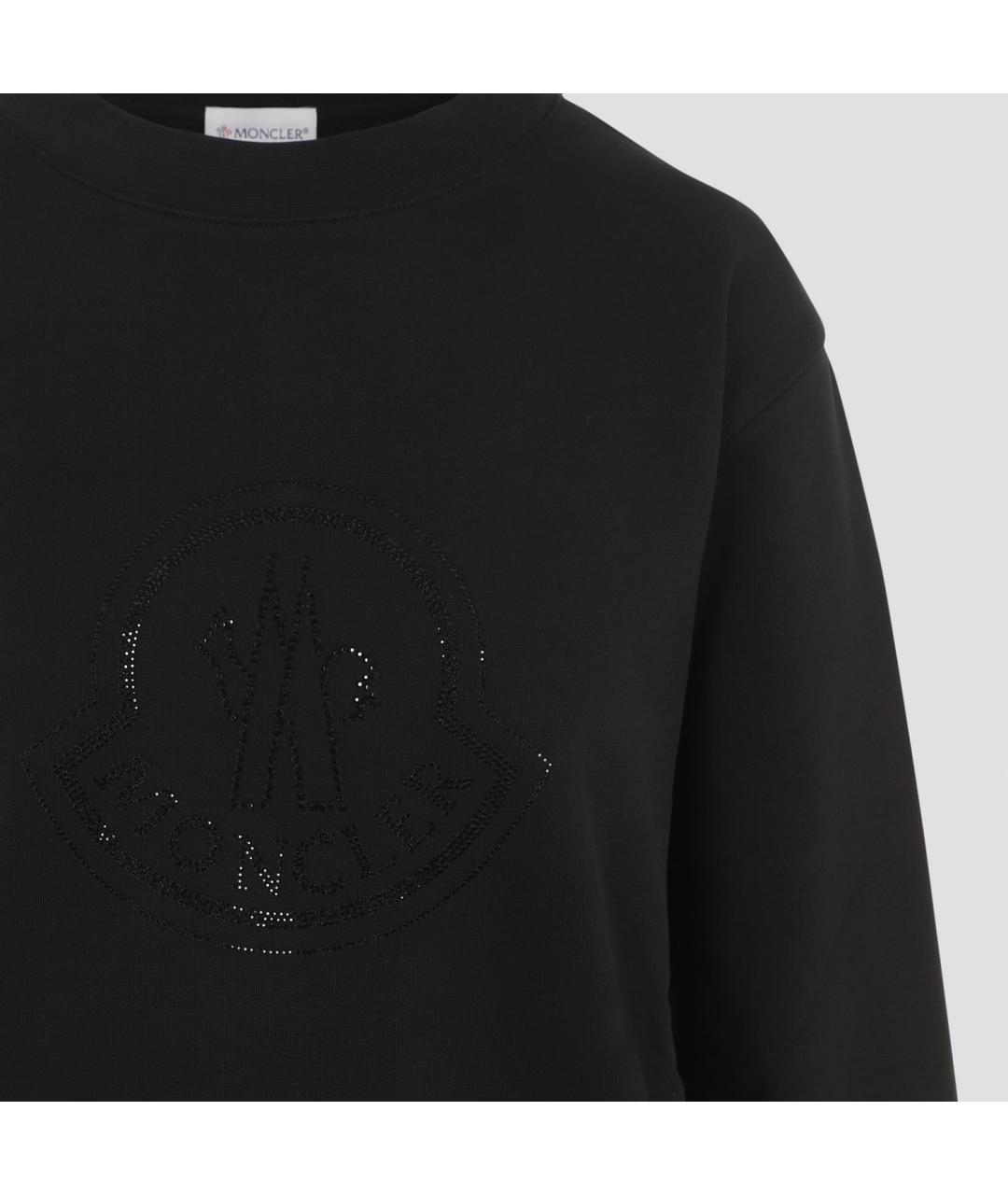MONCLER Черный хлопковый джемпер / свитер, фото 4