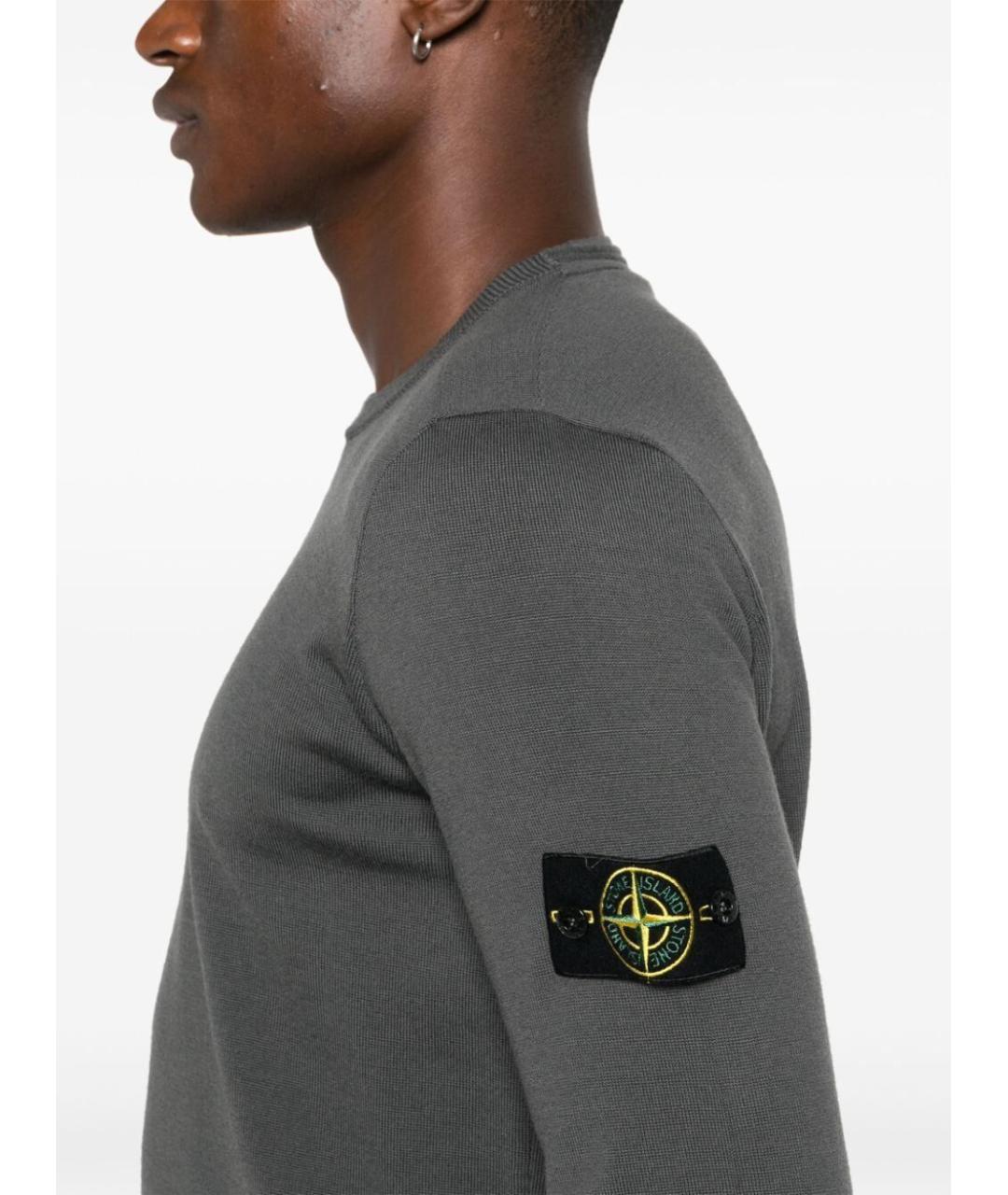 STONE ISLAND Серый шерстяной джемпер / свитер, фото 3