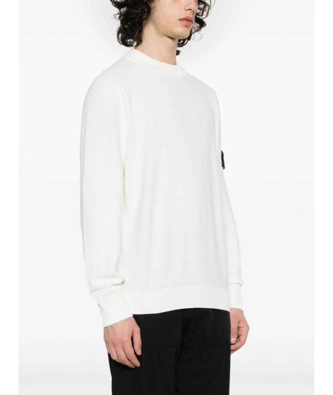 STONE ISLAND Белый хлопковый джемпер / свитер, фото 4