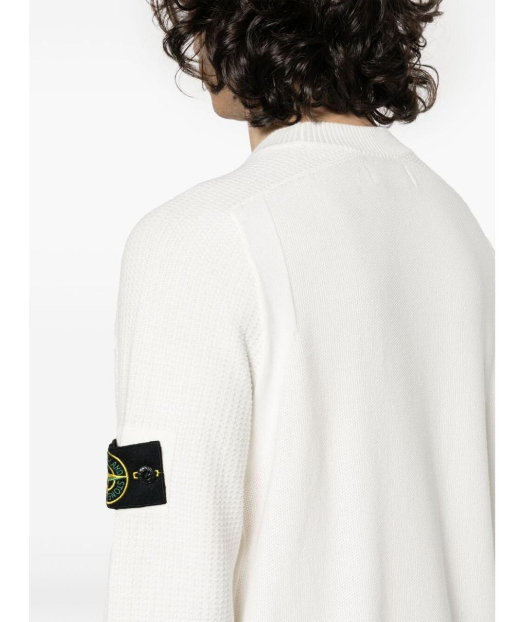 STONE ISLAND Белый хлопковый джемпер / свитер, фото 5
