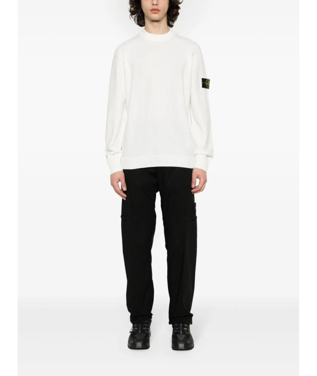 STONE ISLAND Белый хлопковый джемпер / свитер, фото 2
