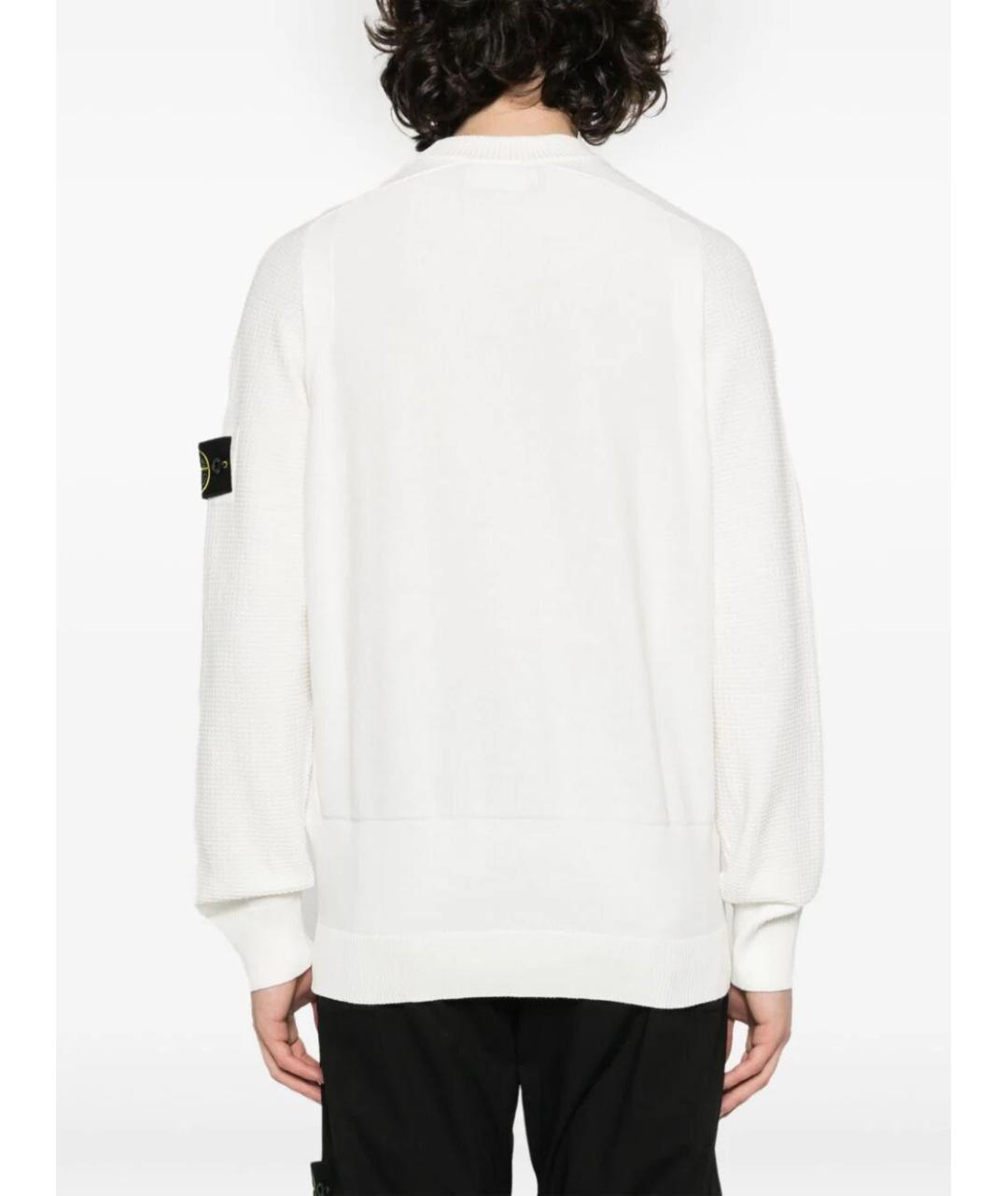 STONE ISLAND Белый хлопковый джемпер / свитер, фото 3