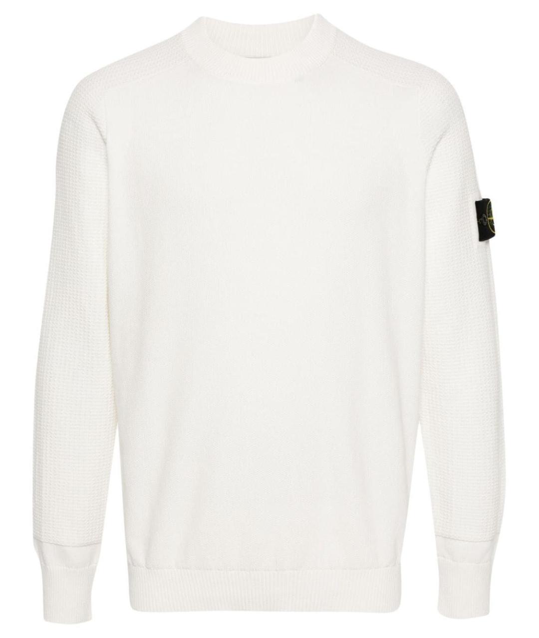 STONE ISLAND Белый хлопковый джемпер / свитер, фото 1