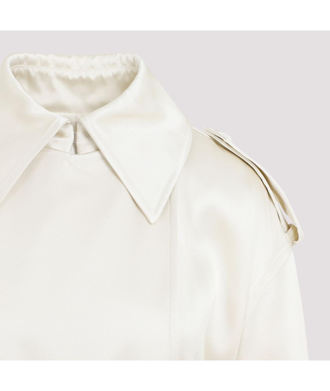 JIL SANDER Белое шелковое пальто, фото 3