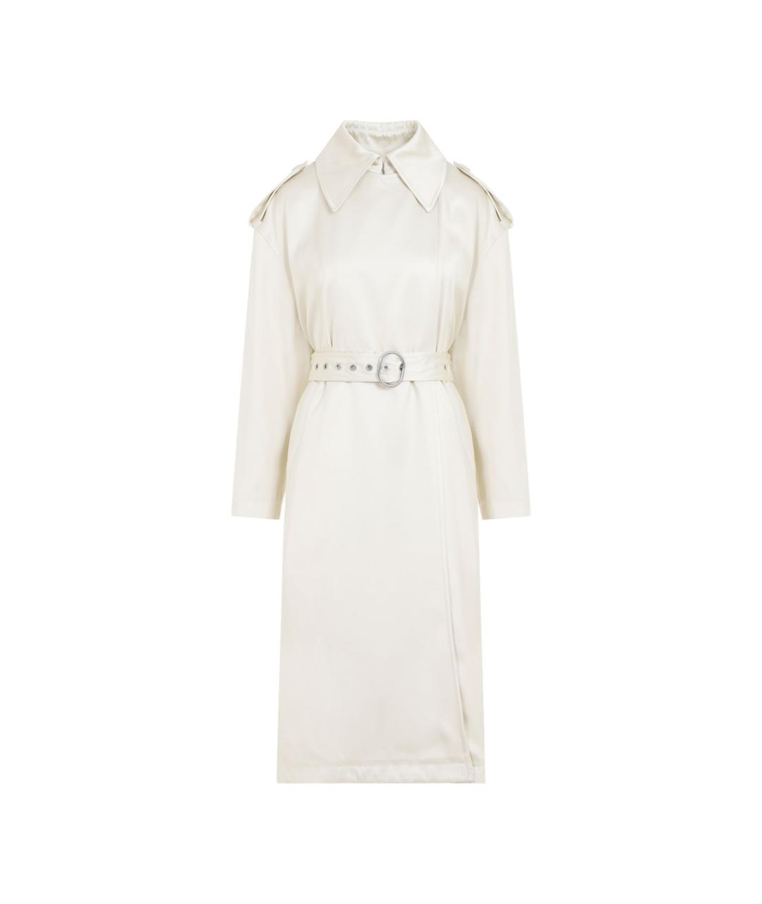 JIL SANDER Белое шелковое пальто, фото 1