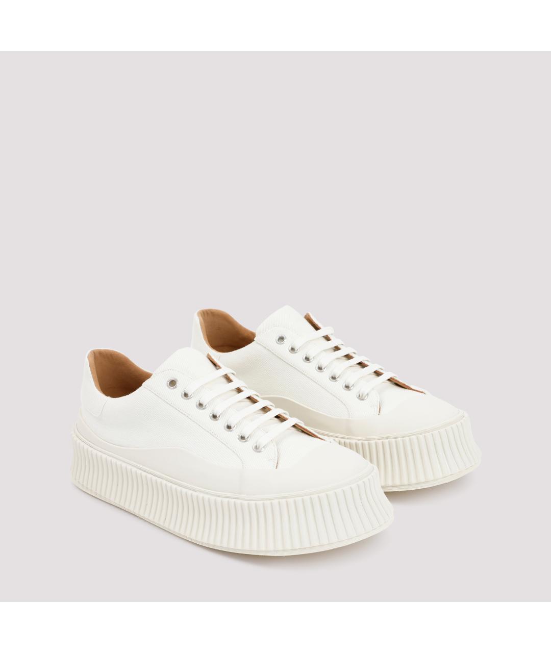 JIL SANDER Белые текстильные низкие кроссовки / кеды, фото 3
