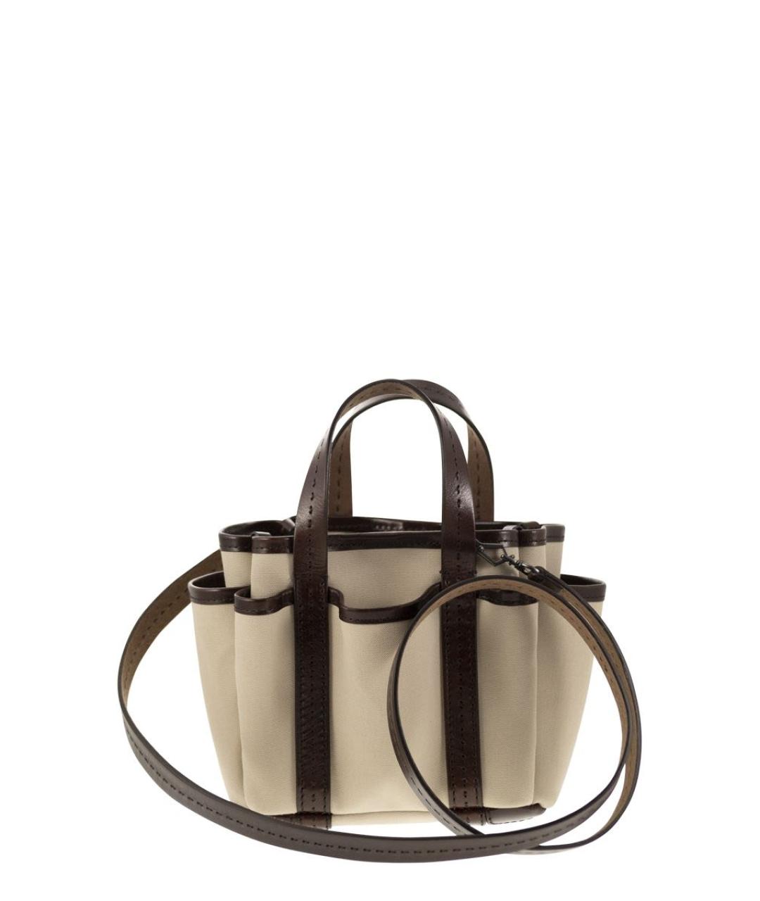MAX MARA Бежевая хлопковая сумка с короткими ручками, фото 2