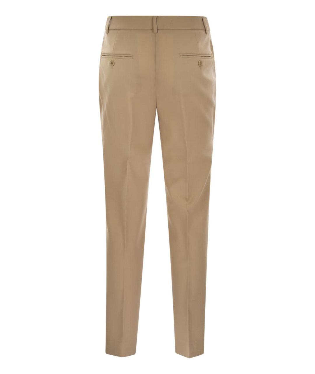 WEEKEND MAX MARA Бежевые шерстяные прямые брюки, фото 2