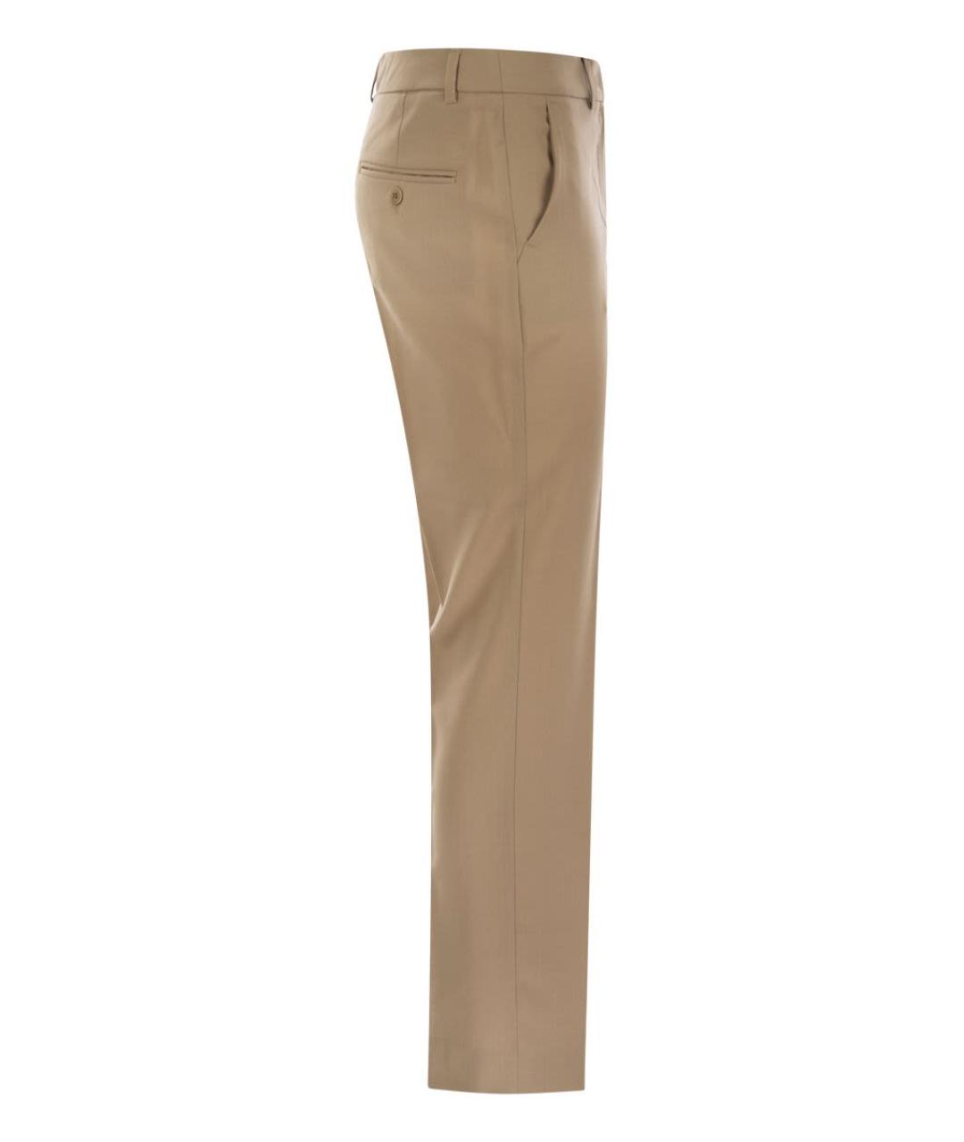 WEEKEND MAX MARA Бежевые шерстяные прямые брюки, фото 3