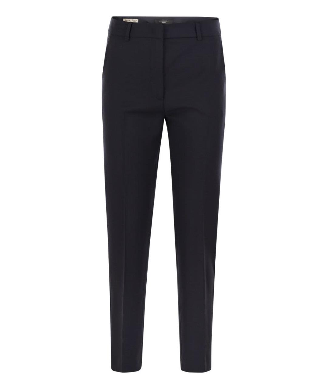 WEEKEND MAX MARA Темно-синие шерстяные прямые брюки, фото 1
