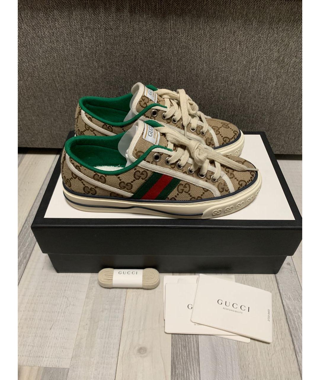 GUCCI Бежевые кеды, фото 6