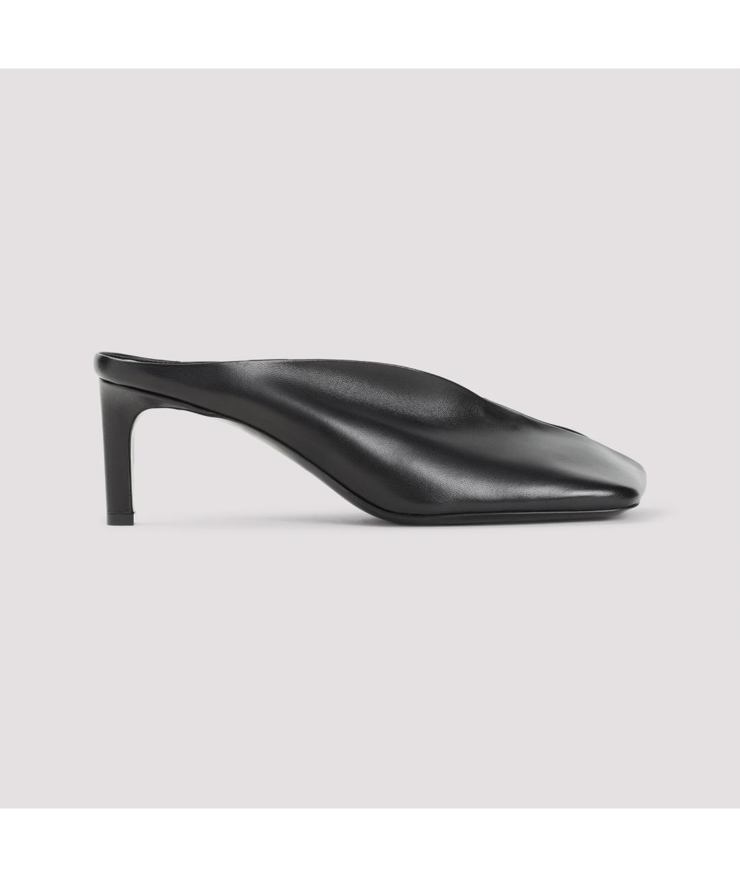 JIL SANDER Черные кожаные мюли, фото 2