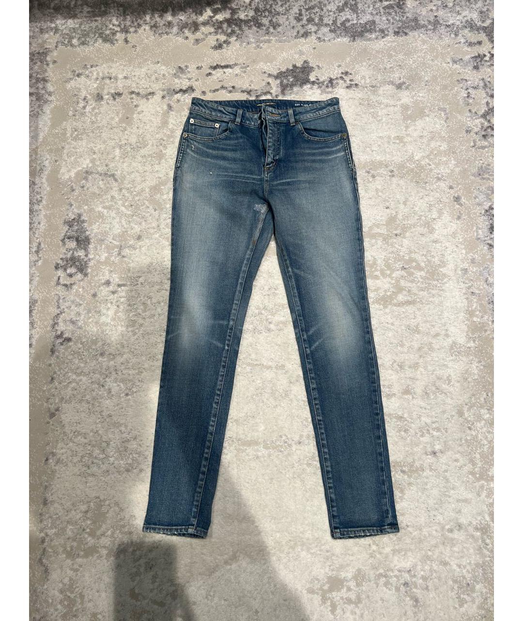 SAINT LAURENT Голубые хлопковые джинсы слим, фото 6