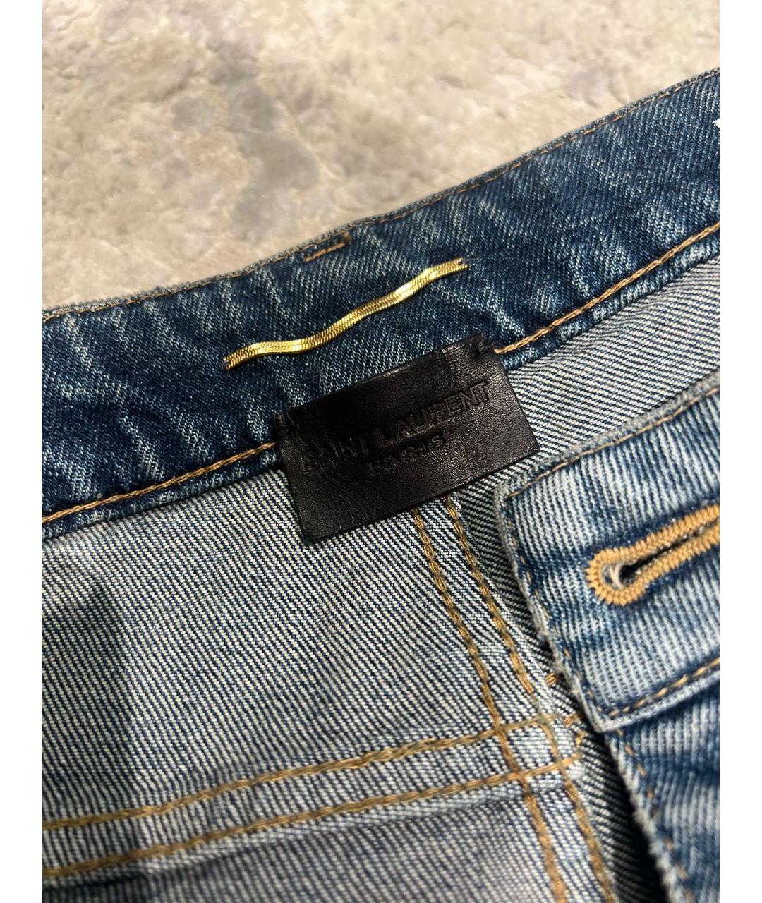 SAINT LAURENT Голубые хлопковые джинсы слим, фото 2