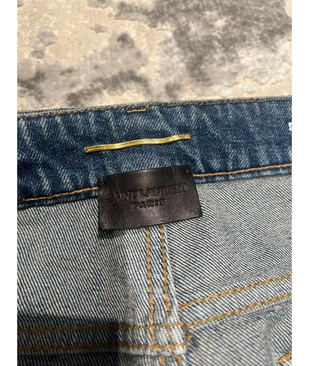 SAINT LAURENT Голубые хлопковые джинсы слим, фото 4