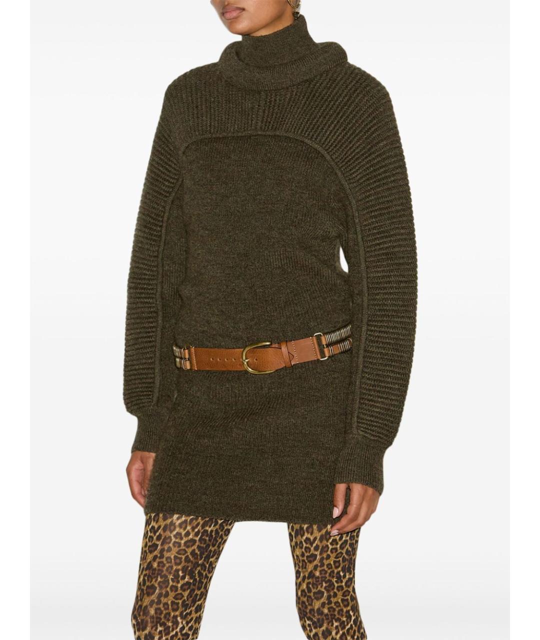 ISABEL MARANT Зеленые шерстяное повседневное платье, фото 3
