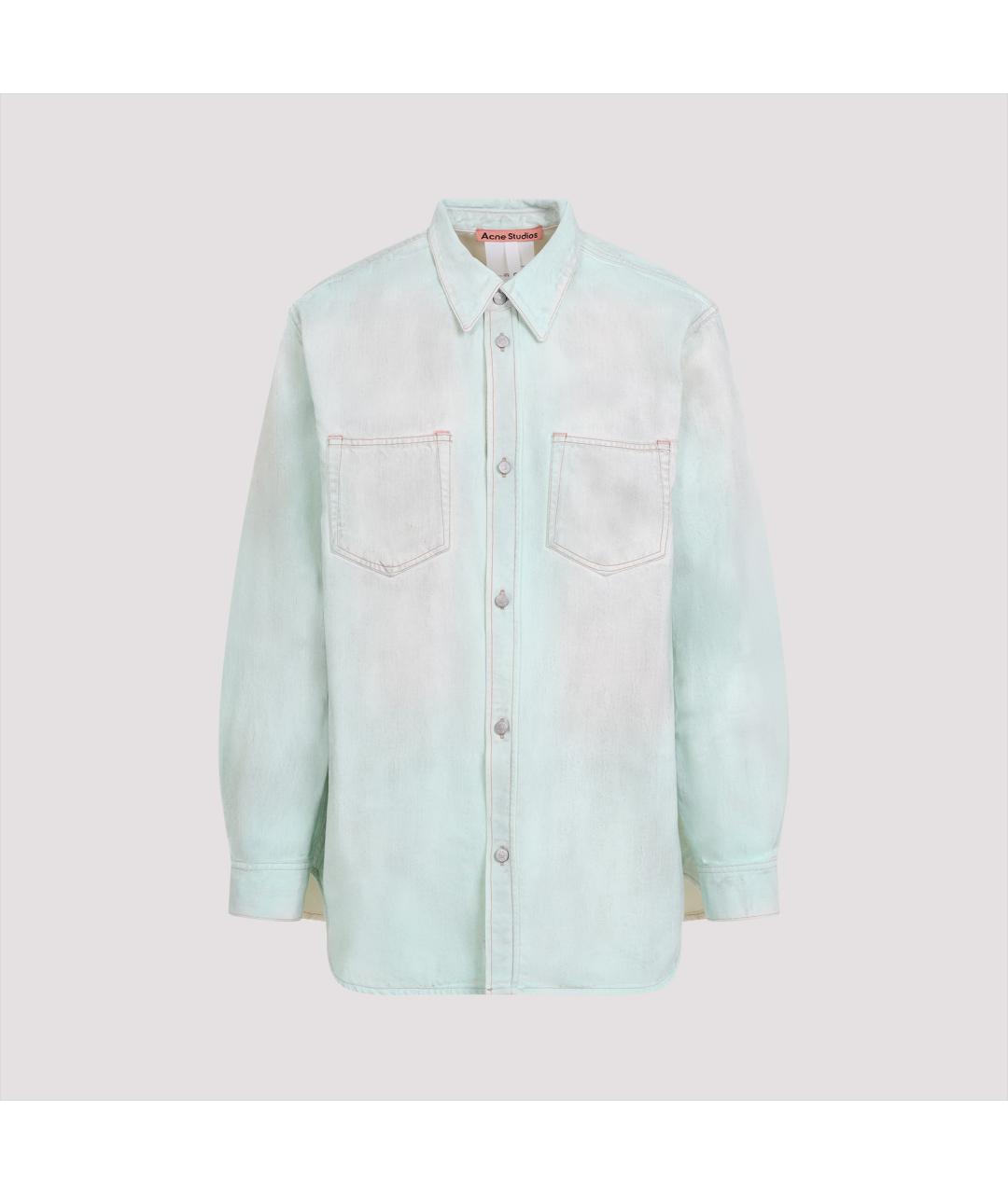ACNE STUDIOS Бирюзовая хлопковая кэжуал рубашка, фото 2