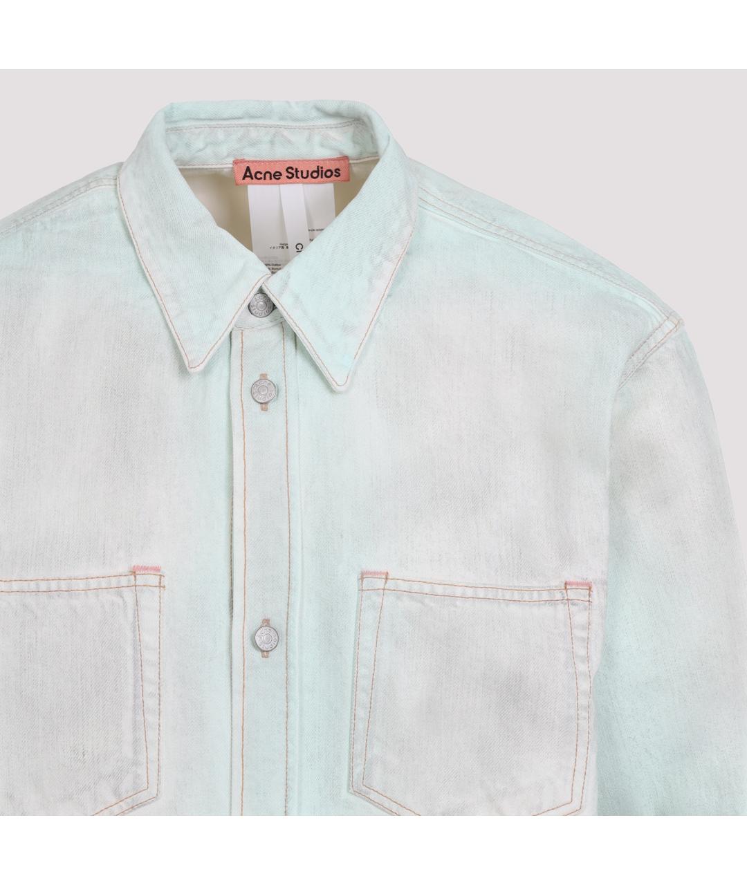 ACNE STUDIOS Бирюзовая хлопковая кэжуал рубашка, фото 5