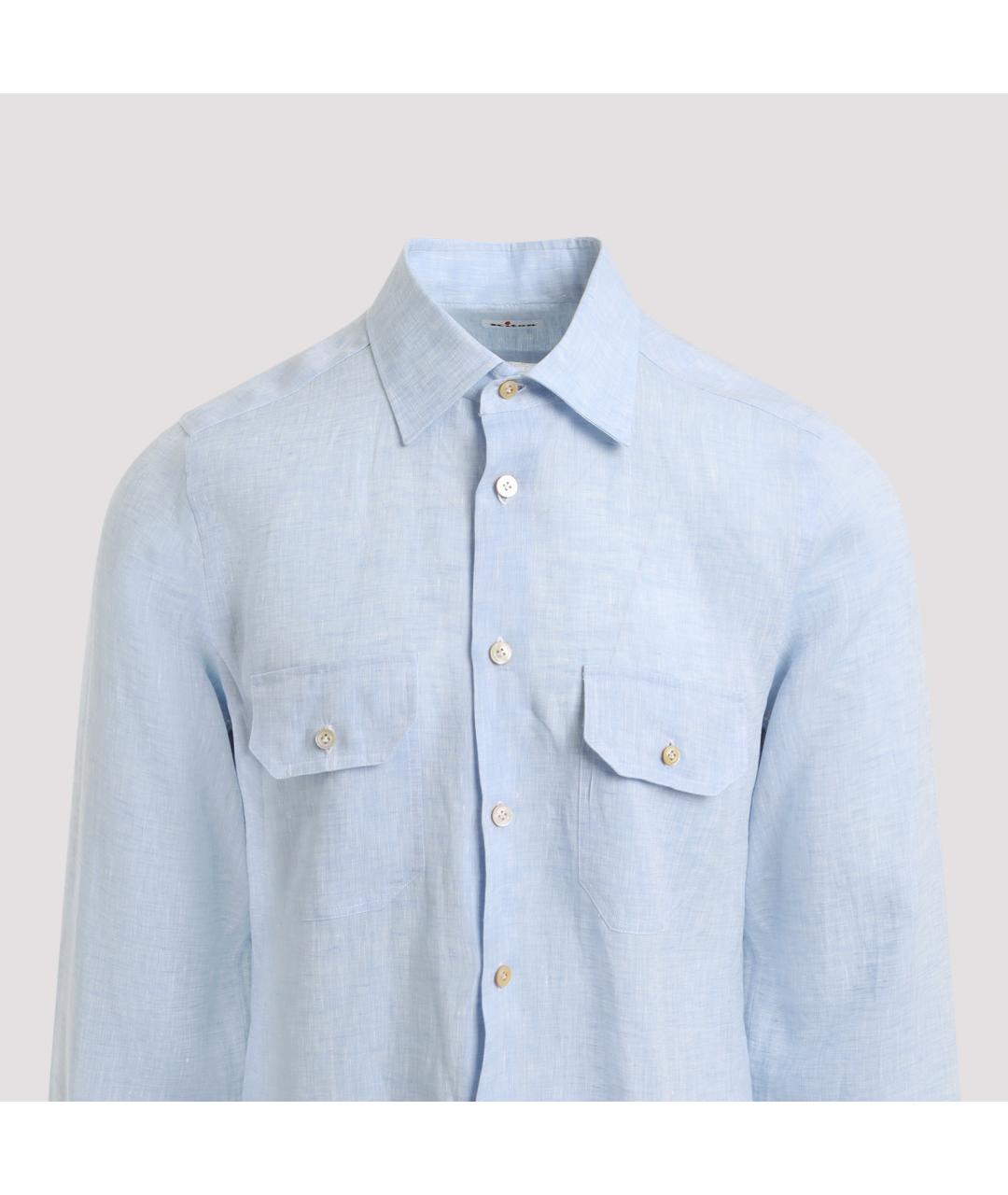 KITON Голубая льняная кэжуал рубашка, фото 4