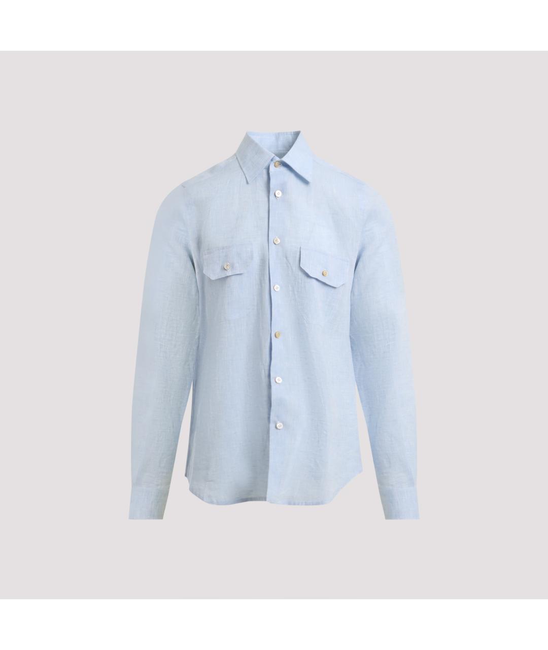 KITON Голубая льняная кэжуал рубашка, фото 2