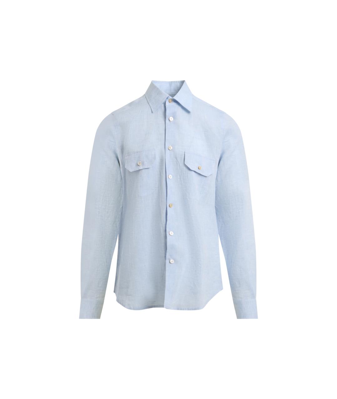 KITON Голубая льняная кэжуал рубашка, фото 1