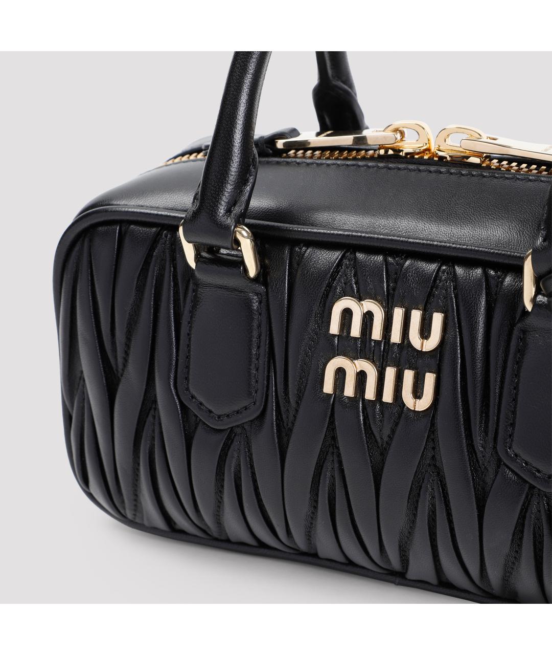 MIU MIU Черная кожаная сумка с короткими ручками, фото 4
