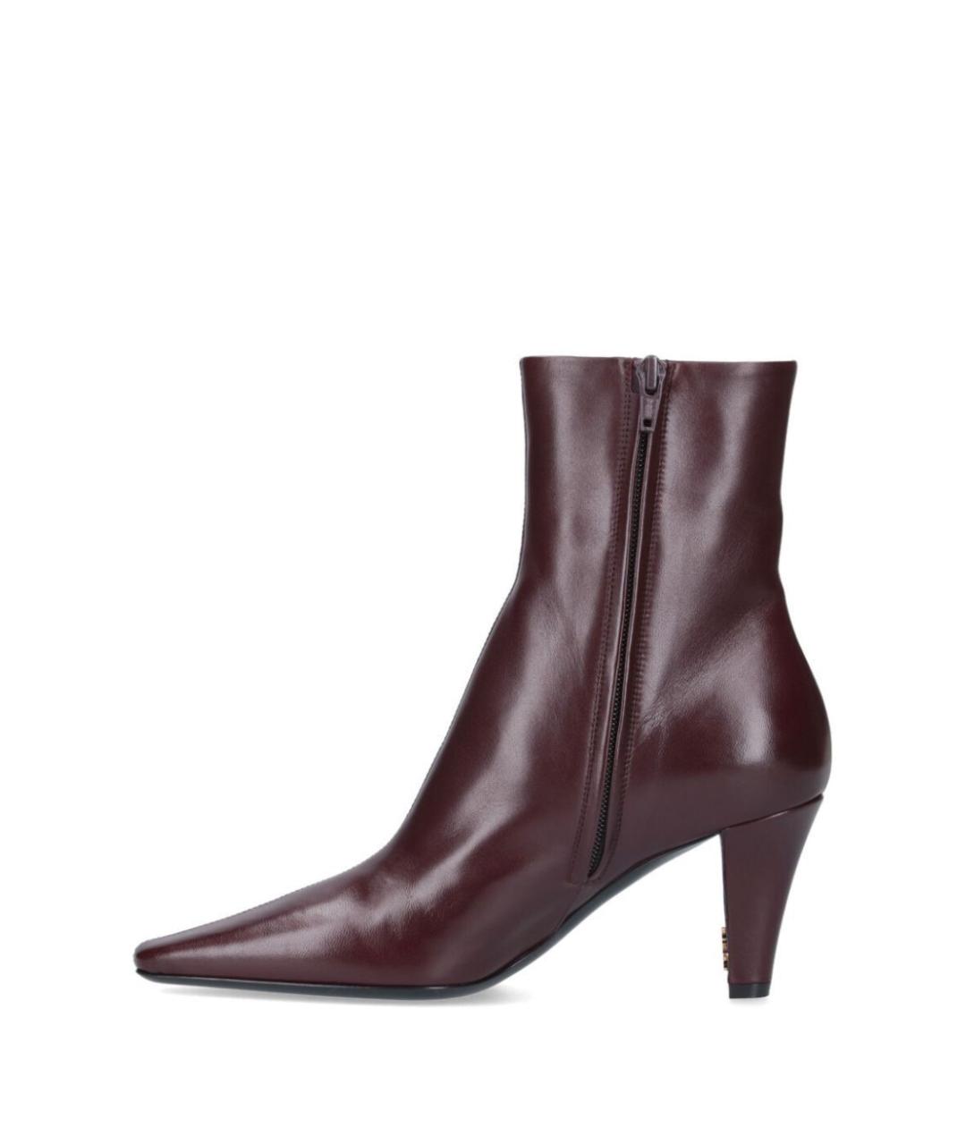 SAINT LAURENT Коричневые кожаные ботильоны, фото 4