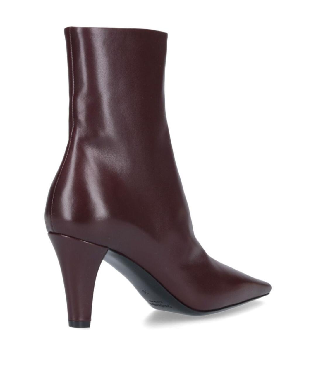 SAINT LAURENT Коричневые кожаные ботильоны, фото 3