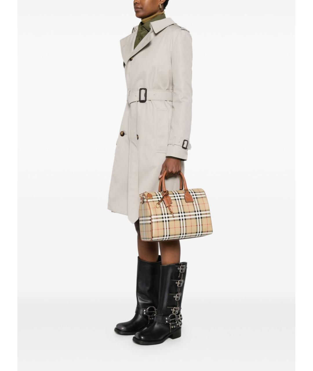 BURBERRY Бежевая кожаная сумка с короткими ручками, фото 2