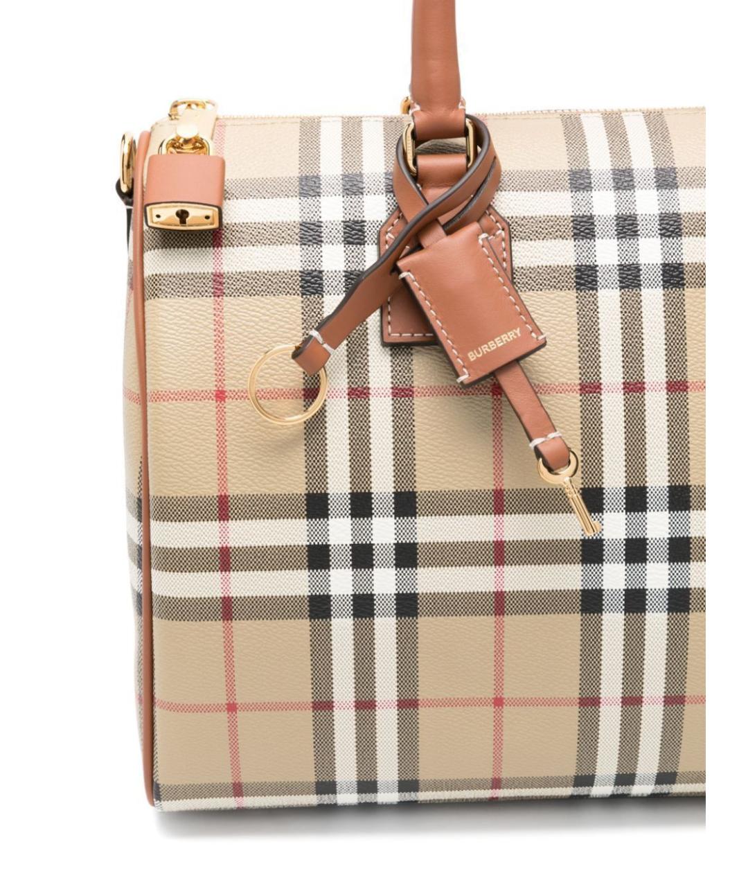 BURBERRY Бежевая кожаная сумка с короткими ручками, фото 5