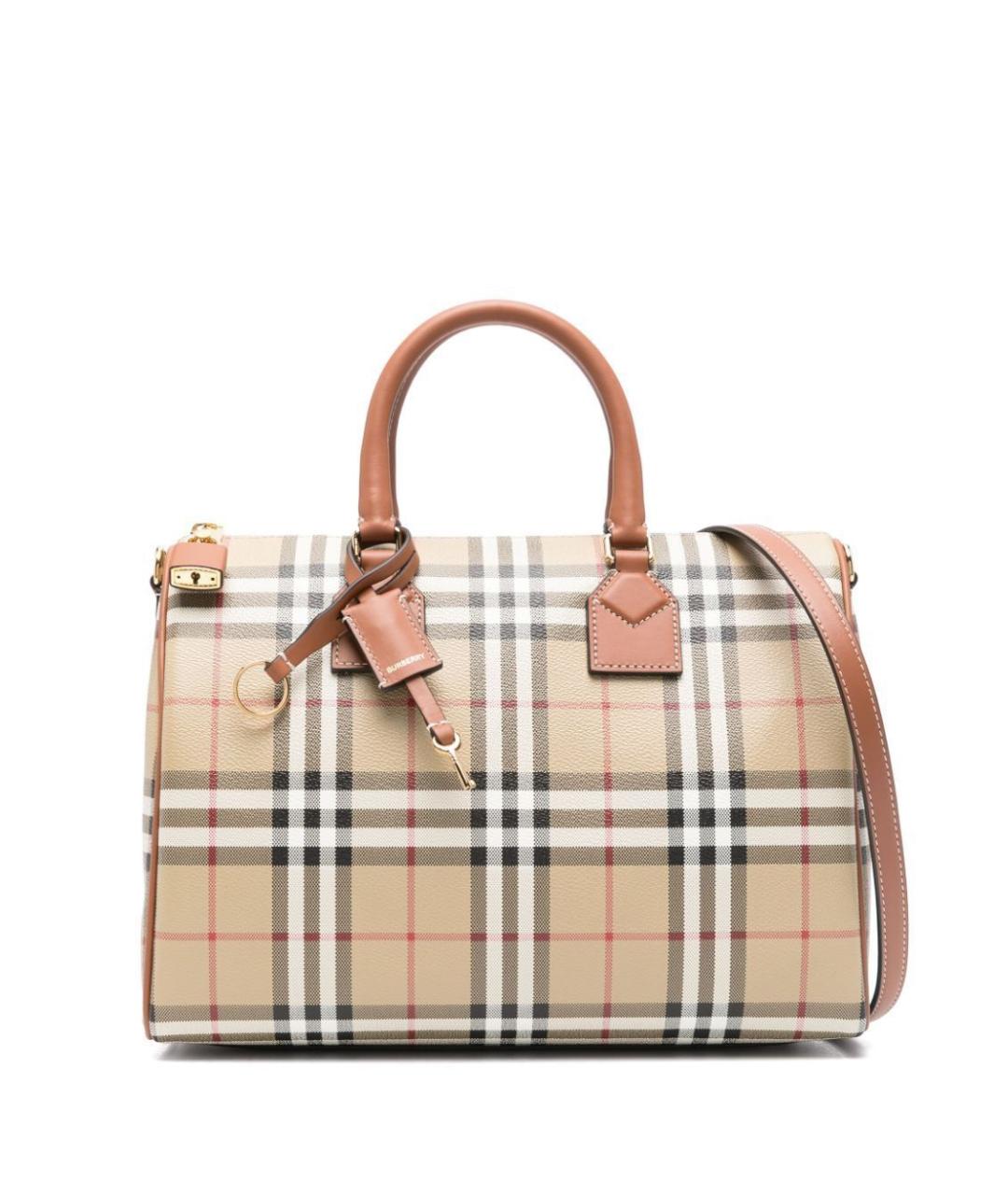 BURBERRY Бежевая кожаная сумка с короткими ручками, фото 1